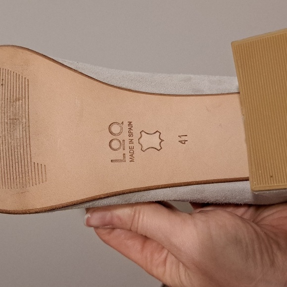 LOQ Taupe Genuine Suede "Villa Piedra" Square-toe Block Heels (Size EU 41/US 10) - Picture 5 of 6